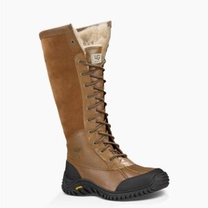 UGG Adirondack Tall Foldover Winter Snow Shearling Brown Tall Boots Size 8